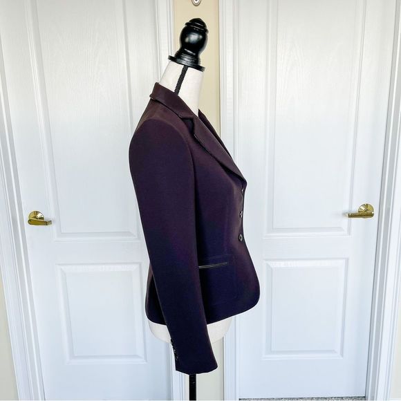 Tabari Size 2P Brown Leather Trim Three Button Suit Jacket with Front Pockets - Picture 8 of 13